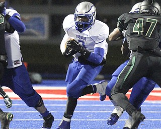 William D LEwis The Vindicator  Hubbard's Larry Scott(3) scampers for 1rst half yardage during 11-22-13 game withSVM.