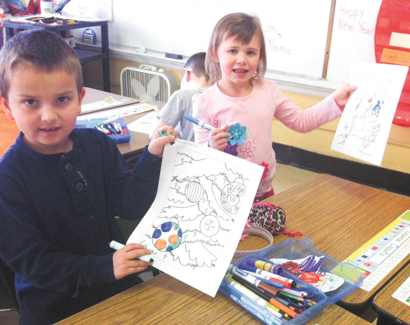 SPECIAL TO THE VINDICATOR
Students in the first grade at Seaborn Elementary School in the Weathersfield School District have been preparing letters and pictures to send to our troops for Operation Holiday Cheer. Their teacher is Heidi Cope. Artists are Ayden Rossi and Gianna Caputo.