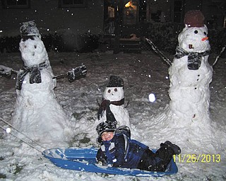 Bubba is shown with his snowmen.