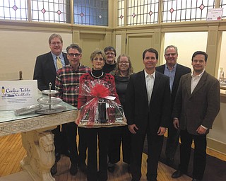 SPECIAL TO THE VINDICATOR
Mahoning Valley Historical Society staff members and Young Leaders Advisory Board committee members who are planning the second annual Cookie Table & Cocktails event are, from left, Bill Lawson, executive director; Kevin Kralj; Cheryl Lewis, campaign director; Cynthia Beckes O’Connor; Traci Manning, curator of education; Jeff Barone, financial adviser to The Waypoint Group of Morgan Stanley; Scott Zoldan, MVHS board member and first vice president of The Waypoint Group event; and Frank Rulli, event chairman.