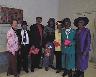 SPECIAL TO THE VINDICATOR
The Youngstown Section of the National Council of Negro Women, Inc., met recently for its 5th Hats off to Seniors luncheon at McGuffey Center, 1649 Jacobs Road. A free lunch for seniors 70 and older was provided. Price Memorial AME Zion’s minister of music, Curtis Jones, provided the music. Those who attended played bingo, and door prizes were awarded. In the Hat Parade, the winner was Louise Adams, placing second was Daisy Carswell, and placing third was Rosebud Mason. Above, from left, are Yvonne Wilson, NCNW Youngstown Section president; the Rev. Walter Walker; Ronald Black; Thomas Tubbs; Mason; Carswell; and Adams. The organization, founded in New York City in 1935 by Mary McLeod Bethune, seeks to improve the quality of life for women and their communities with a major focus on literacy. For information visit www.ncnw.org.