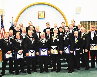 SPECIAL TO THE VINDICATOR
Newton Falls Lodge 462 installed officers in November, and the following brethren attended: in the first row, from left, are Gregg Stoner, Tr.; Corey Larabee, J.D.; Rick Antill, S.W.; John R. Molnar, worshipful master; Steven E. Cokonougher, deputy grand master; Dave James, J.W.; Timothy Johnson, P.D.D.G.M.; Robert Rill, senior grand warden; and Gary McElfresh, past grand chaplain. In the second row are Michael Yanovich, J.S.; Adrian McAleer, D.D.G.M.; Dale Anderson, Chap.; Charles Chagnot, D.D.G.M.; Tom James, trustee; James Myers, Gary Lee and Arthur Moore, all D.D.G.M.; and James Gore, tyler. In the third row are Charles Johnson, S.D.; Jeff Lock, L.E.O.; James Kowacich, D.E.O.; Dave Gore, Sec.; John Martin, P.D.D.G.M, Russell Gillam, D.D.G.M; and Philip Elliott, P.D.D.M.