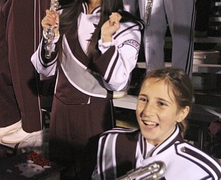 William D LEwis The Vindicator Boardman band member Kaitlin Windt, right,in wheelchair, and Helen Nguyen during 11012013 show.