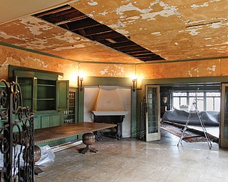 A leaking water pipe in a wall on the second floor of the Arms Family Museum of Local History caused considerable damage to several rooms in the 1905 structure — including the first-floor dining room.