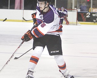 The Phantoms’ Kyle Connor takes a shot on goal during Saturday’s game against Team USA at the Covelli
Centre. Connor scored five points last weekend — a feat that earned him the USHL Forward of the Week Award.