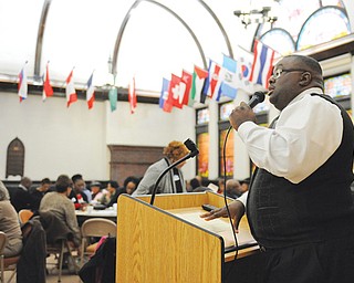 The Rev. Dr. Lewis W. Macklin II, pastor of Holy Trinity Missionary Baptist Church, moderates the 31st annual Community Workshop Celebrating the Life & Legacy of Dr. Martin Luther King Jr. at First Presbyterian Church, 201 Wick Ave. in Youngstown.