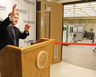 Youngstown State University president Randy J. Dunn talks about the significance of the university’s new Center for Innovation in Additive Manufacturing, which was unveiled Tuesday in Moser Hall.