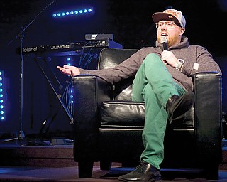 Pastor Doug Garasic speaks to the crowd Saturday evening during a service at The Movement in Niles.