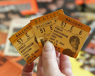 ROBERT K. YOSAY | THE VINDICATOR..The Beatles 50 years later ..Linda Linonis and her cousin, Patti Albert, saw the Beatles at Cleveland Auditorium; they have some Beatles memorabilia and ticket stubs from that concert........ - -30-.
