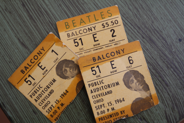        ROBERT K. YOSAY  | THE VINDICATOR..The Beatles 50 years later ..Linda Linonis and her cousin, Patti Albert, saw the Beatles at Cleveland Auditorium; they have some Beatles memorabilia and ticket stubs from that concert........ - -30-.