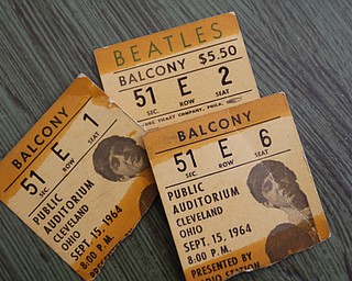 ROBERT K. YOSAY | THE VINDICATOR..The Beatles 50 years later ..Linda Linonis and her cousin, Patti Albert, saw the Beatles at Cleveland Auditorium; they have some Beatles memorabilia and ticket stubs from that concert........ - -30-.