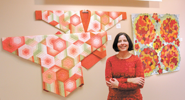 Cheryl Deibel, of Canfield specializes in quilting kimonos. She has a show of her colorful quilted works, including those seen in these photos, at the Nissen Gallery at ValleyCare Trumbull Memorial Hospital in Warren
through March 5.