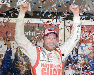 Dale Earnhardt Jr. celebrates in Victory Lane on Sunday after winning the NASCAR Daytona 500 Sprint Cup series race at Daytona International Speedway in Daytona Beach, Fla.