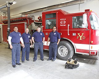 ROBERT K. YOSAY | THE VINDICATOR..Staffing Captain Perry Harrison- William Palma - Jeff Goodlet and Lt Chris Brown and #9..YFD newest station on Midlothian- has two bays - living area - dorm area - bathrooms with showers - .
