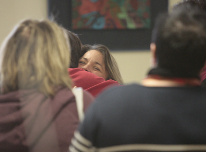        ROBERT K. YOSAY  | THE VINDICATOR..Surrounded by friends and teachers --Christine Terlecky  has ALS and is retiring from teaching. Friday is her last day, so weÕre working on a story about her condition that will also serve as a preview of an April 6 benefit. SheÕs a longtime coach in the area whose father, Ron Moschella, coached Boardman girls basketball and now coaches at Columbiana.with her is her daughter ......... - -30-.       ROBERT K. YOSAY  | THE VINDICATOR......... - -30-.