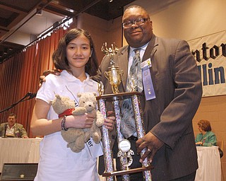  .          ROBERT  K. YOSAY | THE VINDICATOR..Lewis Macklin  and Annabelle Day outspelled 50 other Mahoning Valley middle and elementary school students to earn the title Grand Champion in SaturdayÕs 81st Vindicator Regional Spelling Bee..She correctly spelled ÒyesteryearÓ to capture the win..Annabelle, 12, of Boardman, a seventh-grader at Willow Creek Learning Center in Boardman, was competing for the first time this year.t...-30-