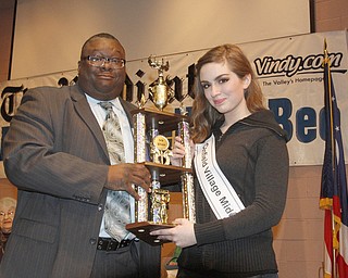  .          ROBERT  K. YOSAY | THE VINDICATOR.. SaturdayÕs 81st Vindicator Regional Spelling Bee...Lewis Macklin wth Lindsay Davis ( third place) Canfield Village Middle School..-30-