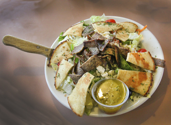 The gyro salad is just one of the menu items that reflect the Greek heritage of owner Gus Kouvas.