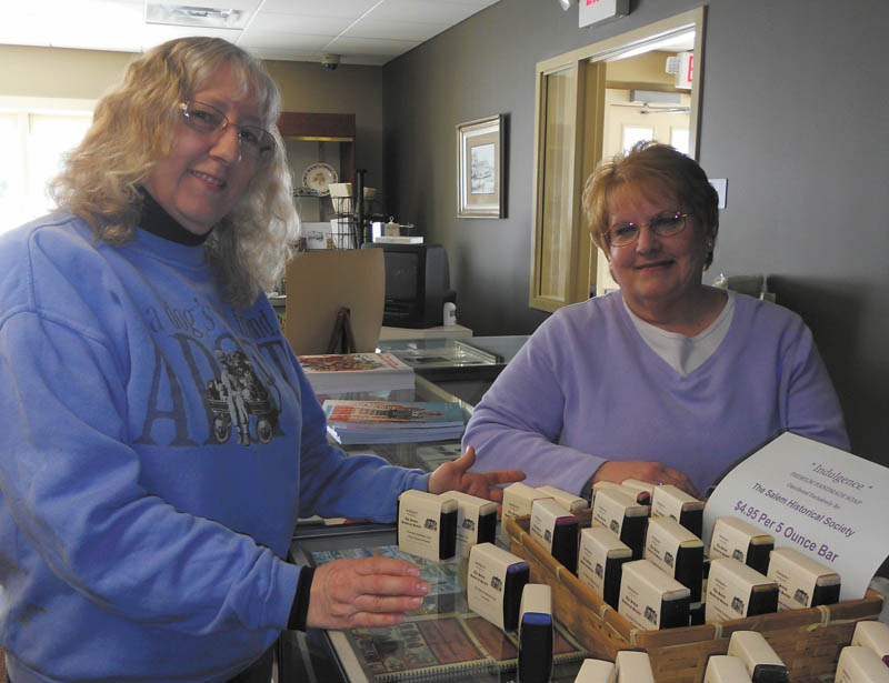 SPECIAL TO THE VINDICATOR
Salem Historical Society and Museum, 801 E. Main St., will host a sale March 28 and 29 to raise funds for the museum. Society trustee Alice Deatherage, left, looks over the addition of the Indulgence Soap available in the society’s gift shop with Priscilla Wilde, the newest trustee. The gift shop also will be open during the sale, which will include antiques, collectibles, kitchen items, home decor, lighting, planting pots, rugs, tools, framed art, Salem memorabilia, toys, china and glassware. Donations are requested by March 27 and should be in working condition and clean. Clothing, TVs and electronics will not be accepted. Drop off items at the Dale Shaffer Library, 239 S. Lundy Ave., lower level from 9 a.m. to noon today, Monday, Wednesday or March 27. For information call the museum at 330-337-8514 or Mickey Cope Weaver at 330-831-0370.