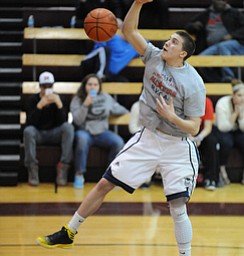 David W. Dermer | The Vindicator
BOARDMAN, OHIO - MARCH 26, 2014: Matt Seitz of McDonald dunks the basketball during the during the 2014 Al Beach All Star slam dunk contest Wednesday night at Boardman High School. ..