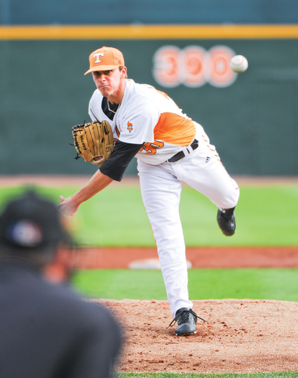 Austintown Fitch graduate Steven Gruver pitches for the University of Tennessee. Gruver is a pitcher for a Minnesota Twins’ Class A team in Fort Myers, Fla.