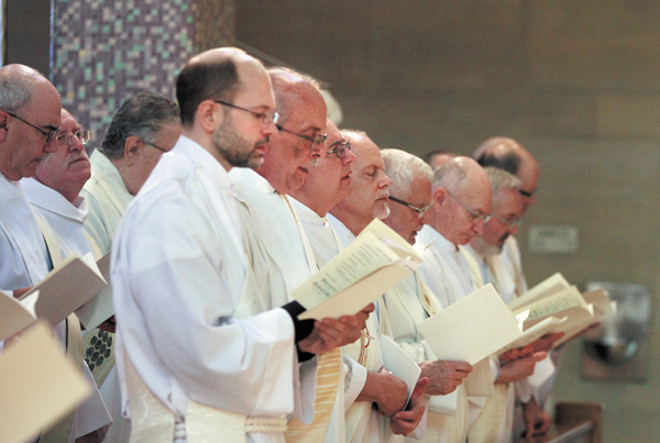 The Chrism Mass, a ritual of Holy Week in the Roman Catholic Church, also is an occasion for priests of the
six-county diocese to renew their pledge of service.