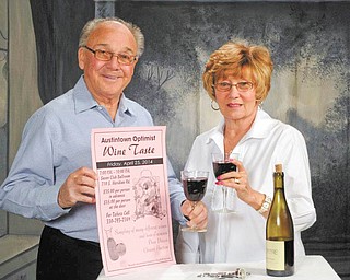 SPECIAL TO THE VINDICATOR
The Austintown Optimist Club is sponsoring a wine taste fundraiser from 7 to 10 p.m. April 25 at the Saxon Club, 710 S. Meridian Road. Club members Dick and Nancy Stoy, above, are helping to prepare for the event. Tickets are $35 per person in advance or at the door. Food, a 50-50 raffle and basket auction also will take place. All proceeds will benefit the youth of Austintown for school activities including sports and scholarships.