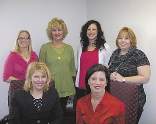 SPECIAL TO THE VINDICATOR
Committee members of the Alzheimer’s 10th annual Forget-Me-Not Gala, seated from left, are Susan Morrison and Deanna Spirko. Standing are Katie Rusu, Mickey Meelich, Jennifer Colella and Heather Pugh. They are planning the May 3 event at the Tippecanoe Country Club in Canfield.