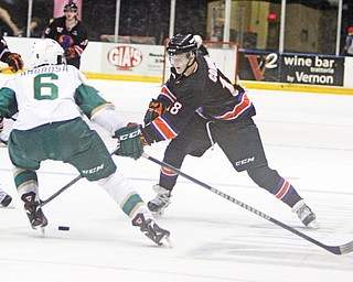 Kyle Connor (18) of the Youngstown Phantoms was instrumental in Team USA winning gold at the 2014 IIHF U18 World Championship in Lappeenranta, Finland. Connor, the Phantoms leading scorer this season, recorded seven goals in seven games.