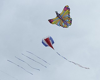 Katie Rickman | The Vindicator.Kites in the air at the Kite Festival at Youngstown MetroParks Farm in Canfield May 3, 2014.