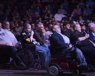 Katie Rickman | The Vindicator.Men listen to special speaker Phil Robertson speak at Rally in the Valley at the Covelli Centre May 3, 2014.