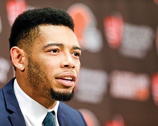 Browns cornerback Joe Haden talks about his contract and Johnny Manziel joining the team at a news conference Wednesday in Berea.