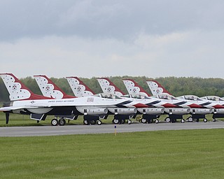 Katie Rickman | The Vindicator.U.S. Air Force Thunderbirds prepare for take off before the weather stopped the show and they canceled their flight at Thunder Over the Valley May 17, 2014.