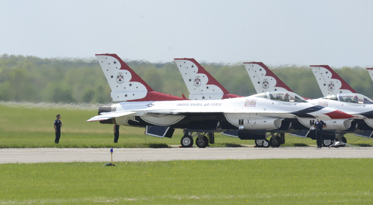 Katie Rickman | The Vindicator.The Thunderbirds prepare for take off at Thunder Over the Valley May 18, 2014.