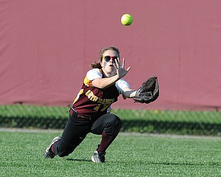NORTH LIMA, OHIO - MAY 19, 2014: Outfielder Jordan Youngs #17 of South Range dives to catch a fly ball in the top of the 8th inning during a game at South Range High School. (Photo by David Dermer/ Youngstown Vindicator)