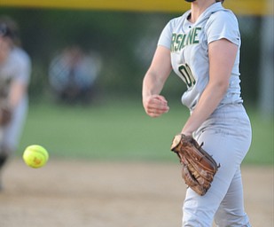 NORTH LIMA, OHIO - MAY 19, 2014: Pitcher Makayla Shore #00 of Ursuline throws a pitch during the top of the 7th inning during a game at South Range High School. (Photo by David Dermer/ Youngstown Vindicator)