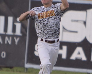 South Range outfielder Greg Dunham (10) makes a catch in right field during Thursday evenings matchup against Ursuline at Bob Cene Park in Struthers.  Dustin Livesay  |  The Vindicator  5/22/14  Struthers.
