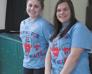 SPECIAL TO THE VINDICATOR
St. Patrick School of Hubbard recently raised $1,776 for the American Heart Association at its Jump Rope for Heart. Student leaders are Lily Mild, left, and Camryn Ealy. Each grade competes with different routines and tries to outdo one another.