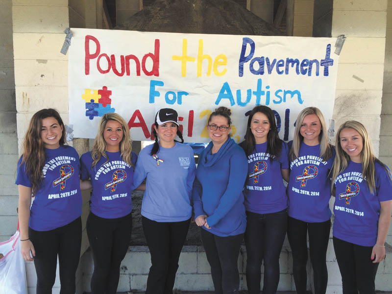 SPECIAL TO THE VINDICATOR
The second annual Pound the Pavement for Autism took place April 26 at Howland Township Park, 205 Niles-Cortland Road NE, and earned more than $1,000 for the Rich Center for Autism. It was hosted by the National Honor Society of Howland High School and was overseen by coordinators, from left, Emily Morello; Mariah Aivazis; Melanie Carfolo, the Rich Center; Bergen Giordani, the Rich Center; Brooke Rounsley; Marissa Jocola; and Nicole Glunt. The event was part of a service project and leadership requirement of the Norman D. Kepner Chapter of NHS.