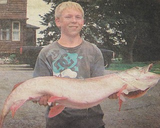 Phillip Gerner of East Palestine, caught this 44 3/4-inch muskie weighing 24 pounds, while fishing at West Branch. He missed breaking the record by a half inch. The photo was sent by Red's Sport Shop.