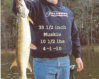 John Leckwart of Struthers caught this muskie at Pymatuning. The photo was taken by his fishing buddy, George Houck. Sent by John's wife, Barb.