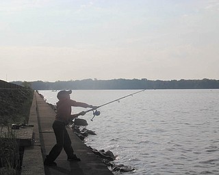 Zakariah Holm demonstrates a perfect casting technique at Mosquito Creek Lake State Park, taken May 22 by TJ Keiran.