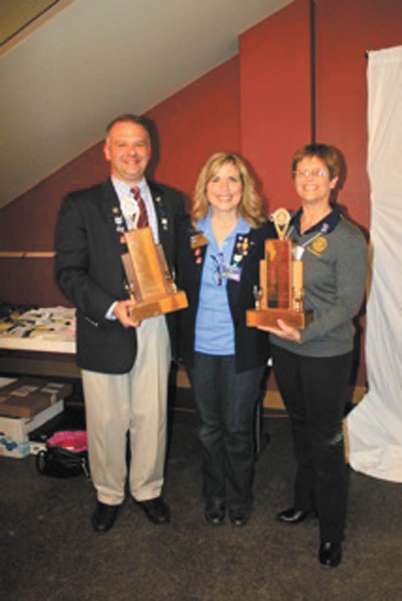 SPECIAL TO THE VINDICATOR
At the Annual District Conference in early May, hosted by Rotary Club of Youngstown, the club and several members received awards. Those receiving awards, from left, are Scott Schulick, club president; Debbie Esbenshade, district governor; and Carol Sherman, co-chairwoman of Put Kids First.