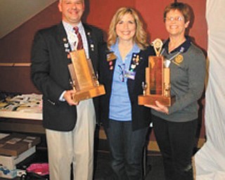 SPECIAL TO THE VINDICATOR
At the Annual District Conference in early May, hosted by Rotary Club of Youngstown, the club and several members received awards. Those receiving awards, from left, are Scott Schulick, club president; Debbie Esbenshade, district governor; and Carol Sherman, co-chairwoman of Put Kids First.