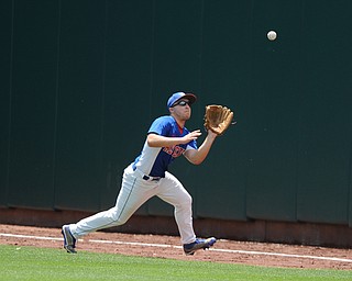 COLUMBUS, OHIO - JUNE 5, 2014: Outfielder Dan Zilke #6 of Reserve gets under a fly ball for the 1st out in the bottom of the 2nd inning during a OHSAA state semi-final game at Huntington Park. Newark Catholic won 6-2. (Photo by David Dermer/Youngstown Vindicator)