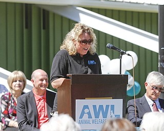 ROBERT K. YOSAY | THE VINDICATOR.. Kerry S. Pettit Ex Dir of AWL. .Animal Welfare League of Trumbull county ribbon cutting on Belmont Ave across from Squaw Creek in Vienna.