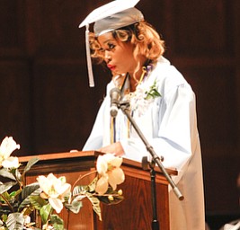 ROBERT K. YOSAY | THE VINDICATOR.. Valedictorian Angel Bell... East High School graduation Friday morning at Stambaugh Auditorium