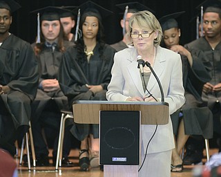 Katie Rickman | The Vindicator.Judge Theresa Dellick welcomes family and friends to the Mahoning County High School graduation.