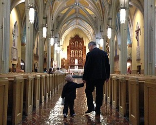 Jerry Ambrosia with his grandson, Dominic Ambrosia, at Dominic's uncle Michael's wedding in Cleveland last August.