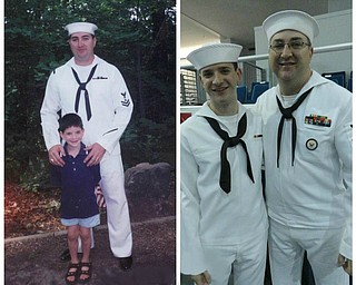 Benjamin A. Howard Sr. of North Jackson and Benjamin A. Howard Jr. of Norfolk, Virginia. The picture on the left was taken in 1997 at a Boy Scout dedication, and the picture on the right was taken in 2012 at Ben Jr.Õs US Navy graduation from Boot Camp. Sent by Joyce E. Howard.